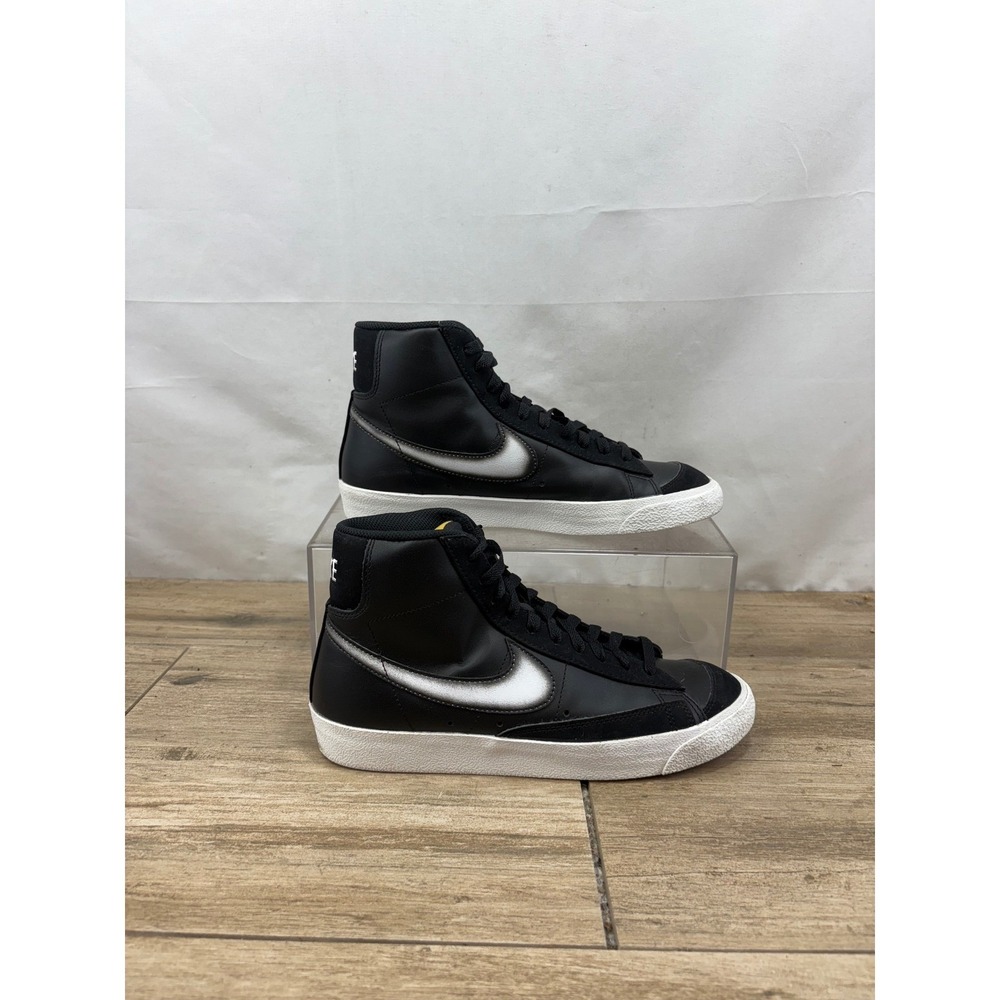 Nike Blazer Mid 77 Black White Leather High Top Sneakers Shoes Men's Size 8